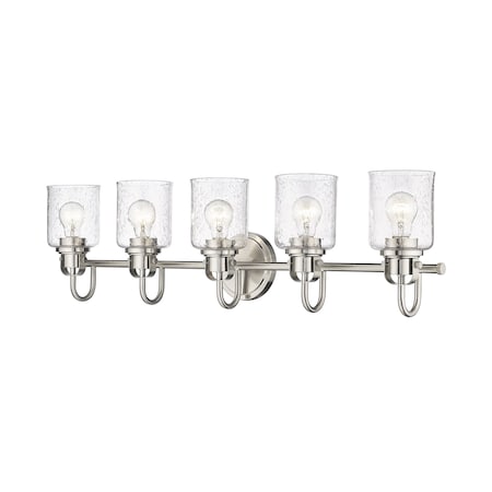 Z-Lite Kinsley 5 Light Vanity, Brushed Nickel And Clear Seeded 340-5V-BN